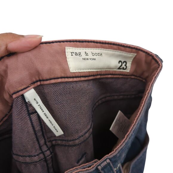 Rag & Bone Women 23 Maya Jeans Jasmine Blue Pink High Rise Ankle Slim Denim NEW - Picture 5 of 8